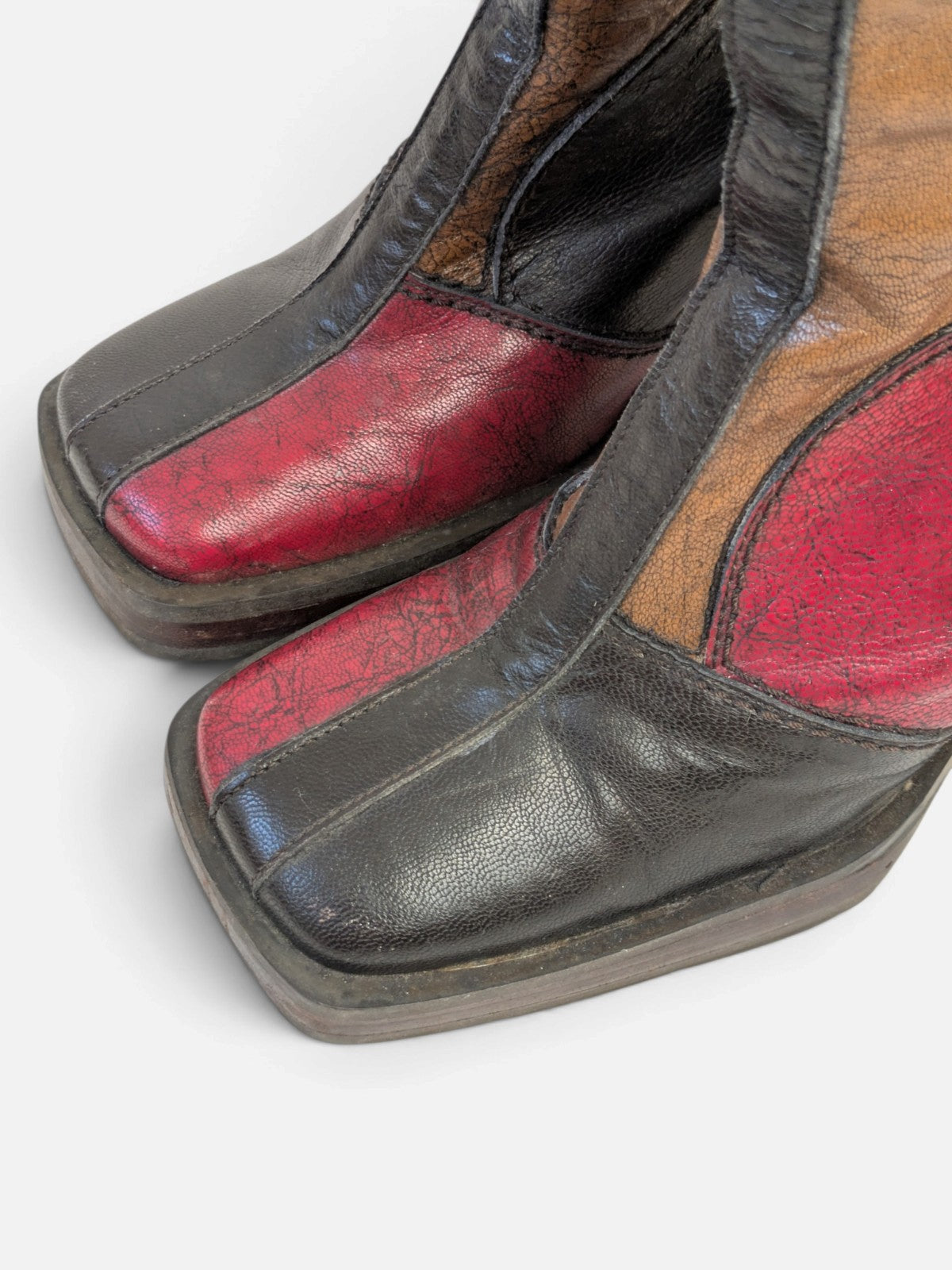 Rare Sonax patchwork platform knee-high boots (90s)
