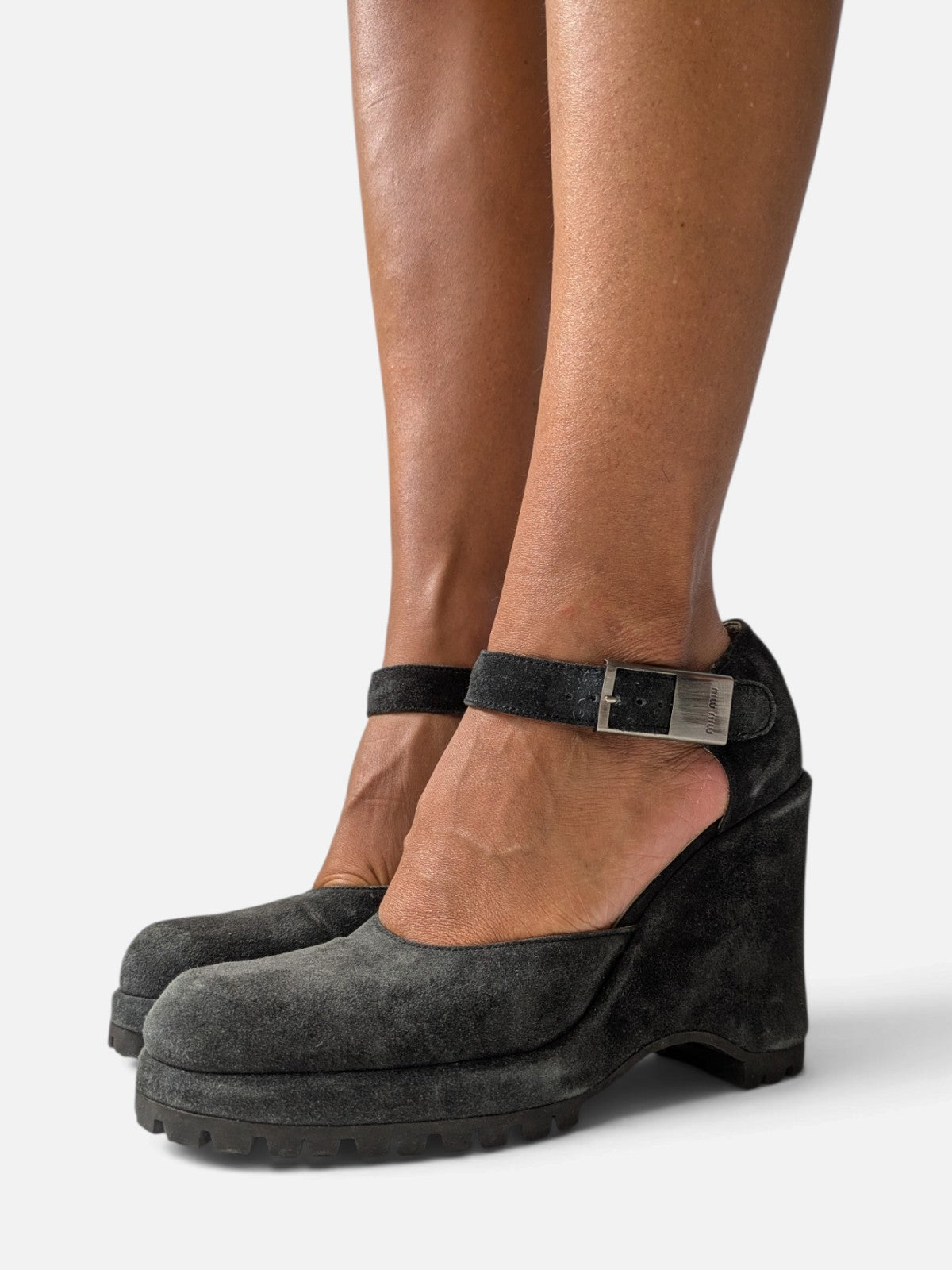 Miu Miu suede lug sole wedge Mary Janes (2000s)