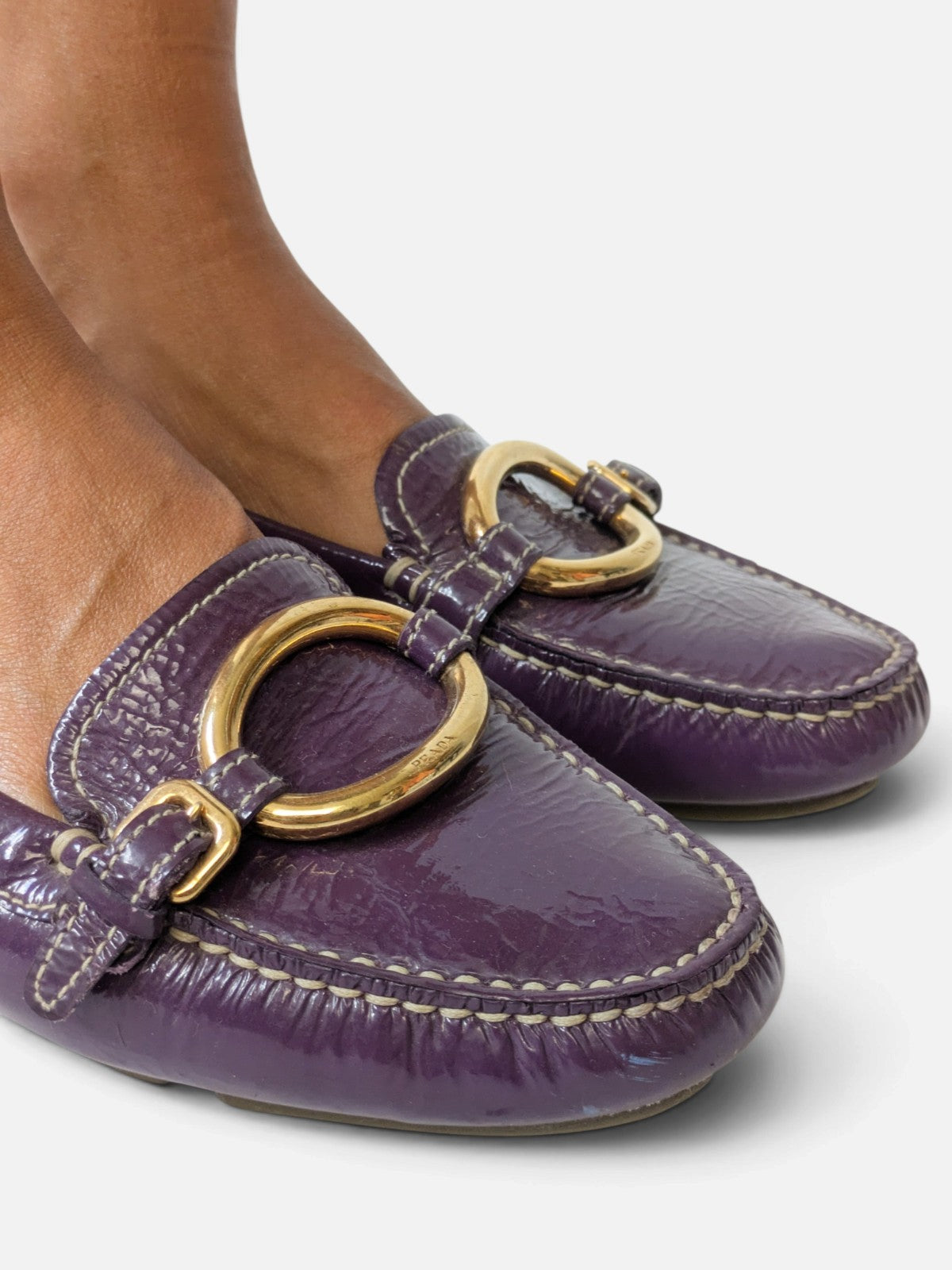 Prada purple patent leather loafers (2000s)