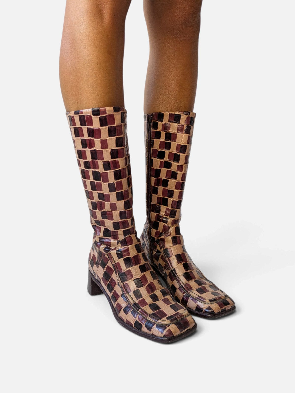 Anna Sui checkered leather boots (90s)