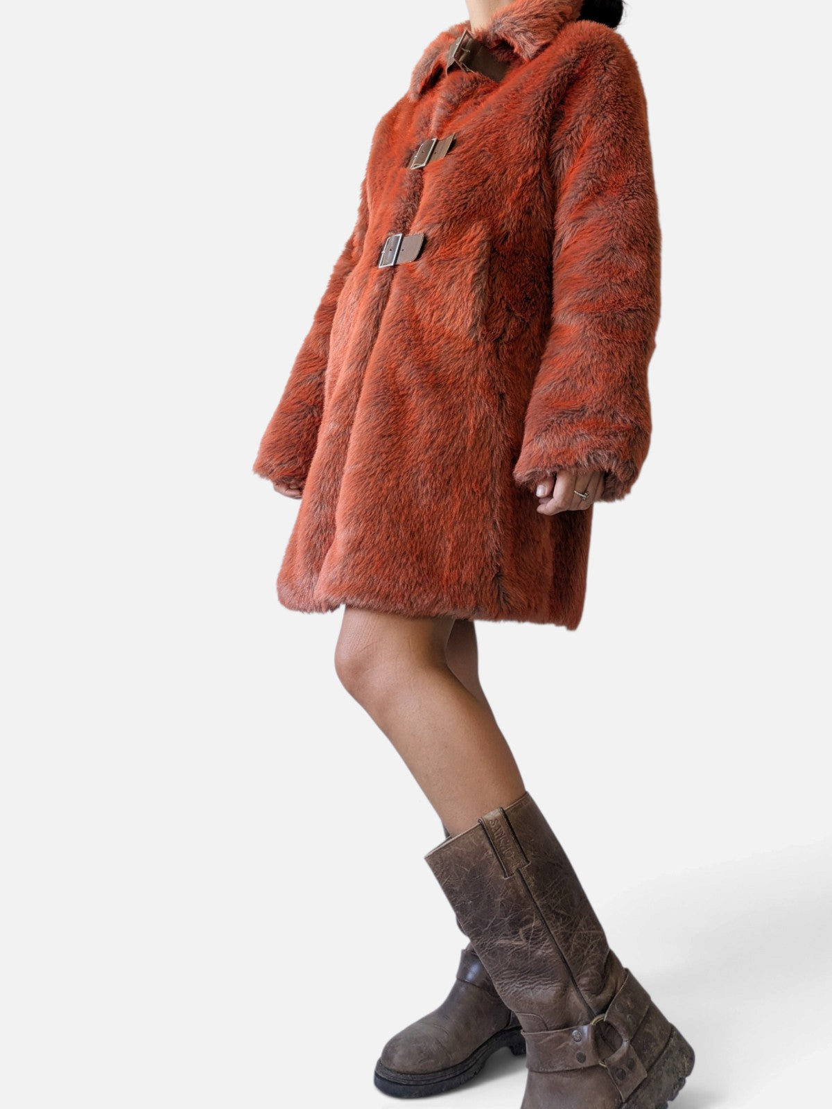 Fiorucci faux fur buckle coat (2000s)