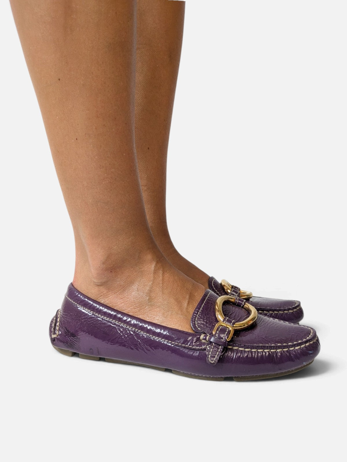 Prada purple patent leather loafers (2000s)