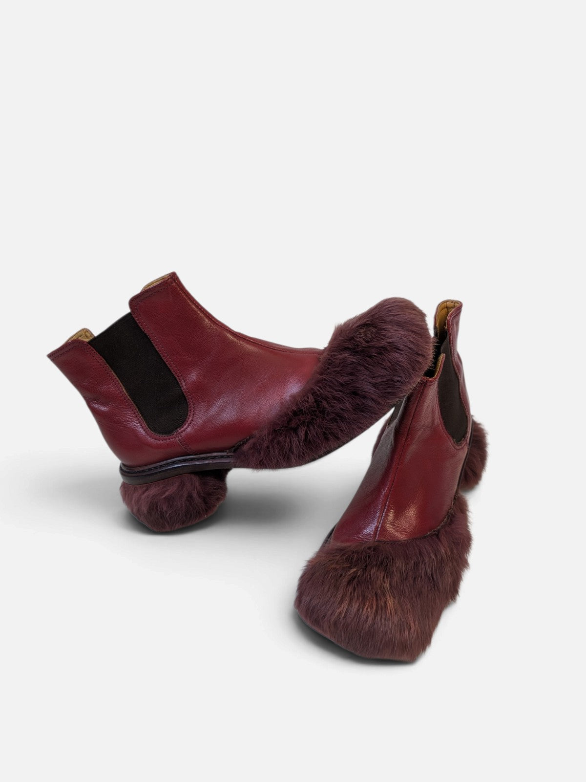 Customised fur-trimmed Chelsea boots (2000s)