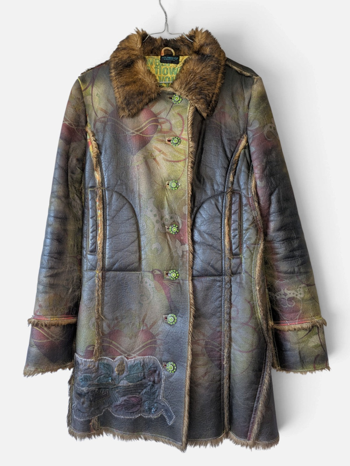 Custo Barcelona printed shearling coat (2000s)