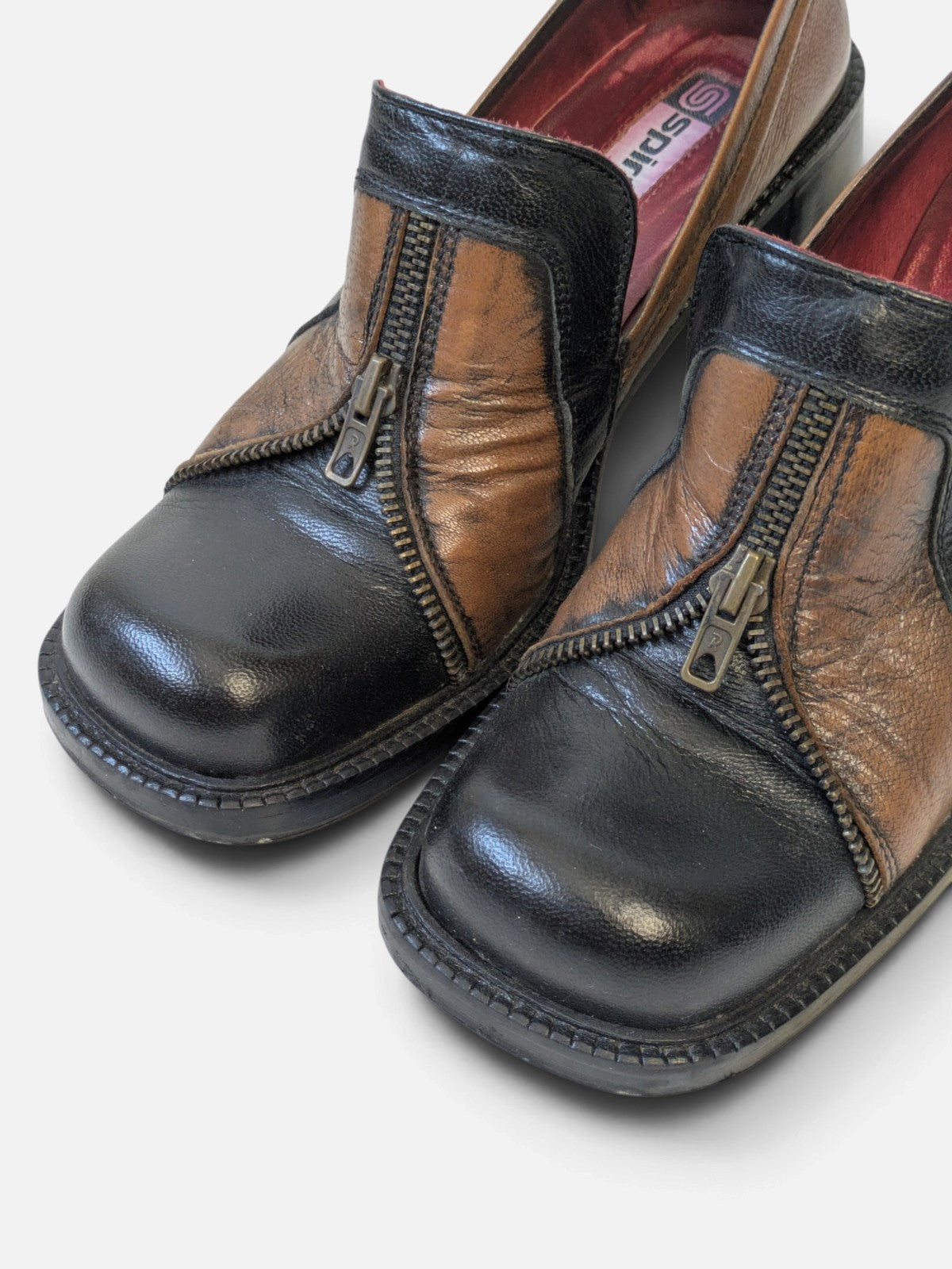 Spiral patchwork heel loafers (90s)