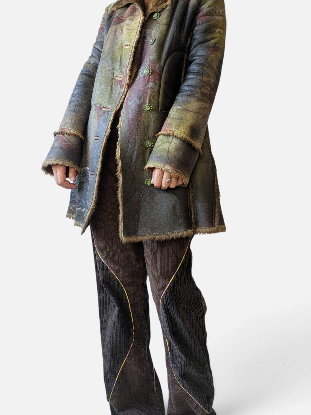 Custo Barcelona printed shearling coat (2000s)