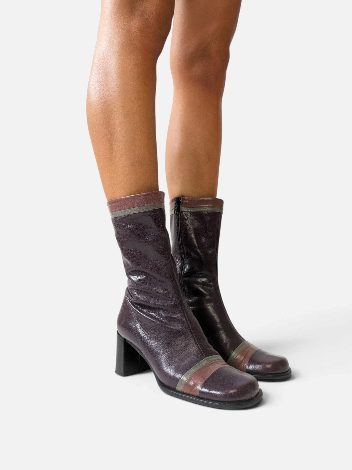 Vintage plum leather boots (90s)