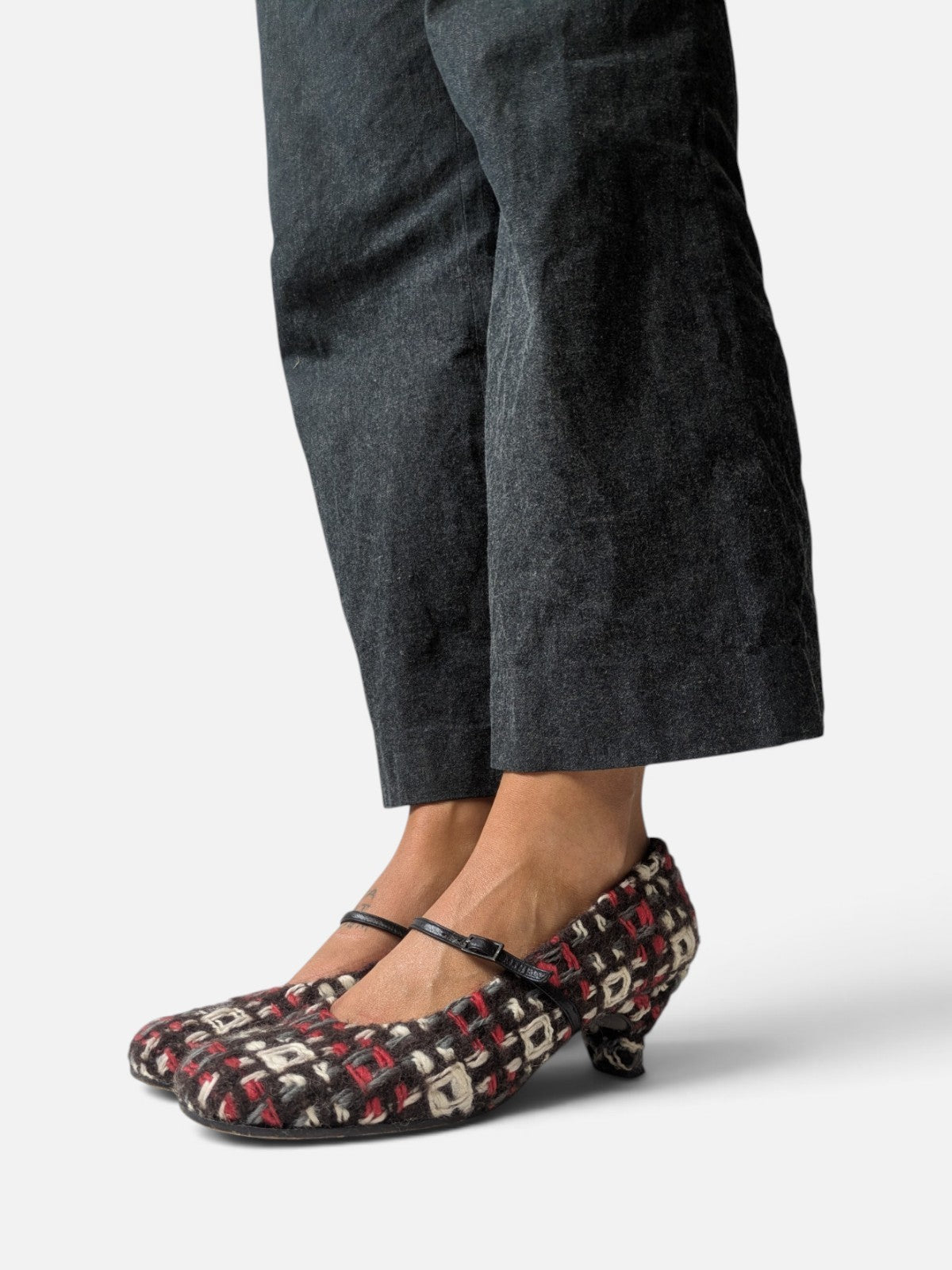 Muxart patterned heeled mary jane (90s)