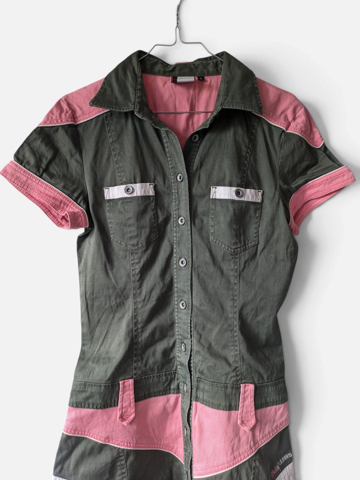 Colour-block military shirt dress (2000s)