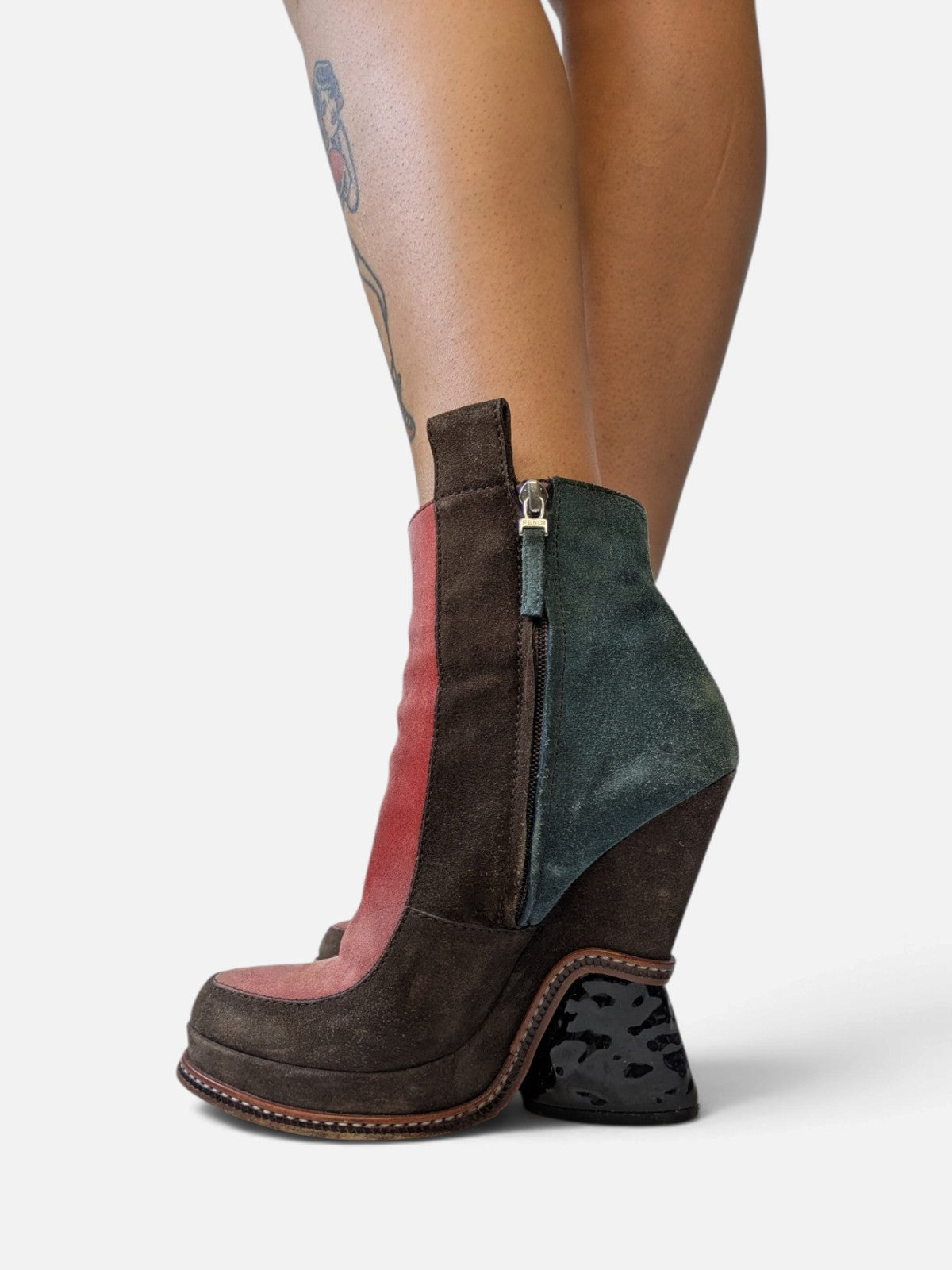 Fendi suede sculptural wedge boots (FW 2015)