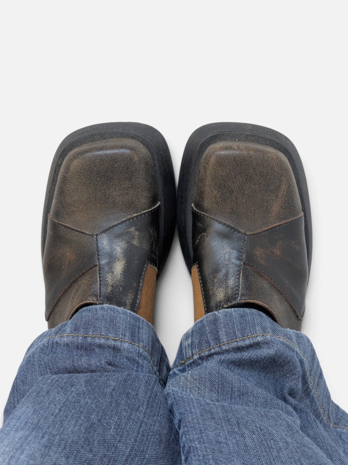 Patchwork leather chunky mules (2000s)
