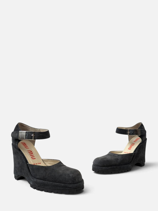 Miu Miu suede lug sole wedge Mary Janes (2000s)