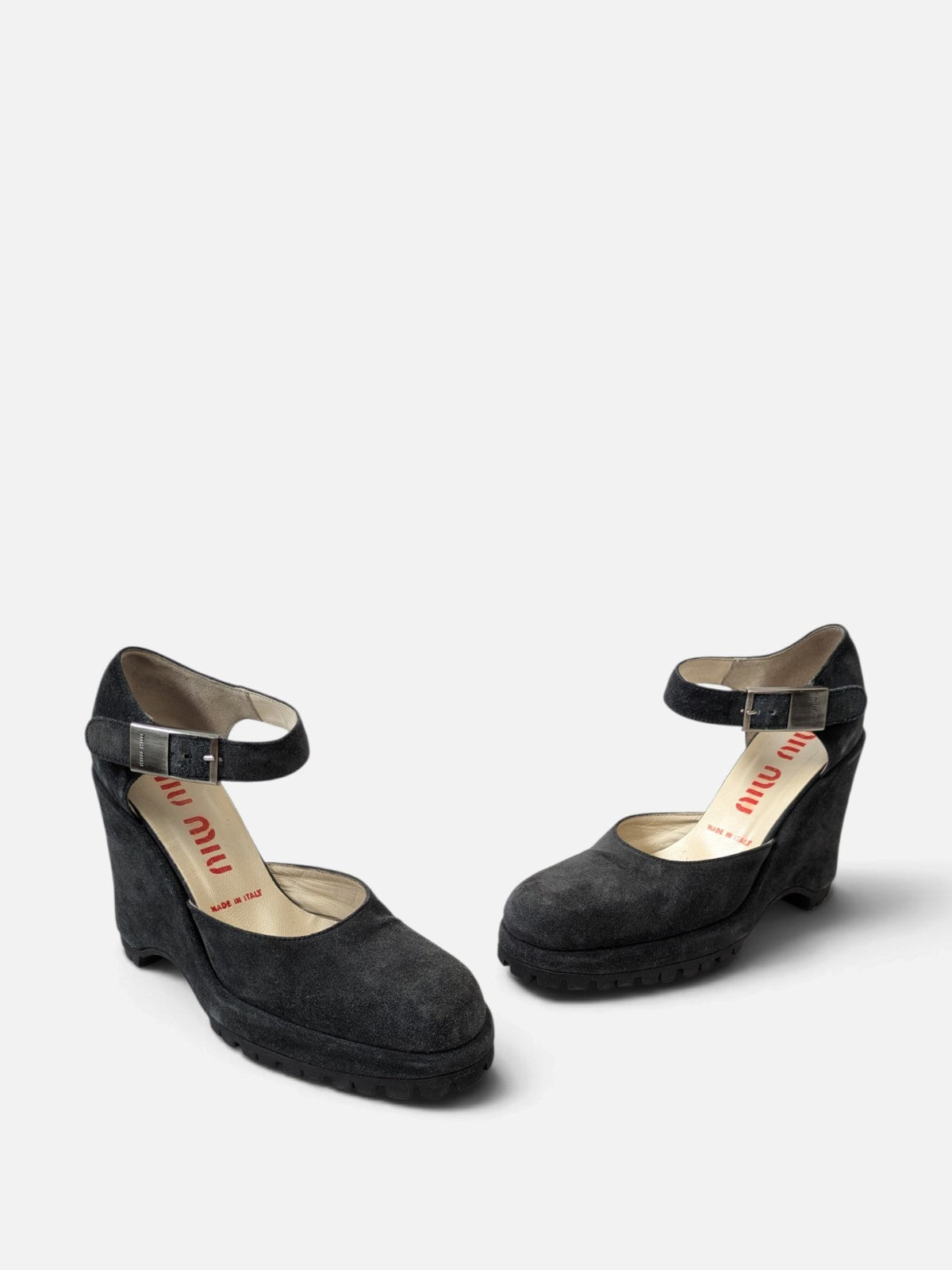 Miu Miu suede lug sole wedge Mary Janes (2000s)