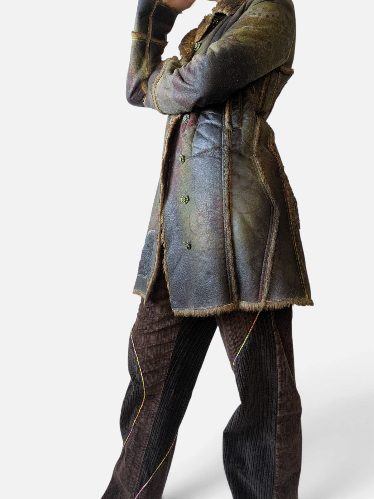 Custo Barcelona printed shearling coat (2000s)