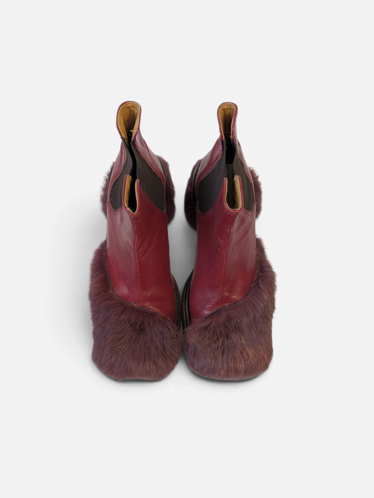 Customised fur-trimmed Chelsea boots (2000s)