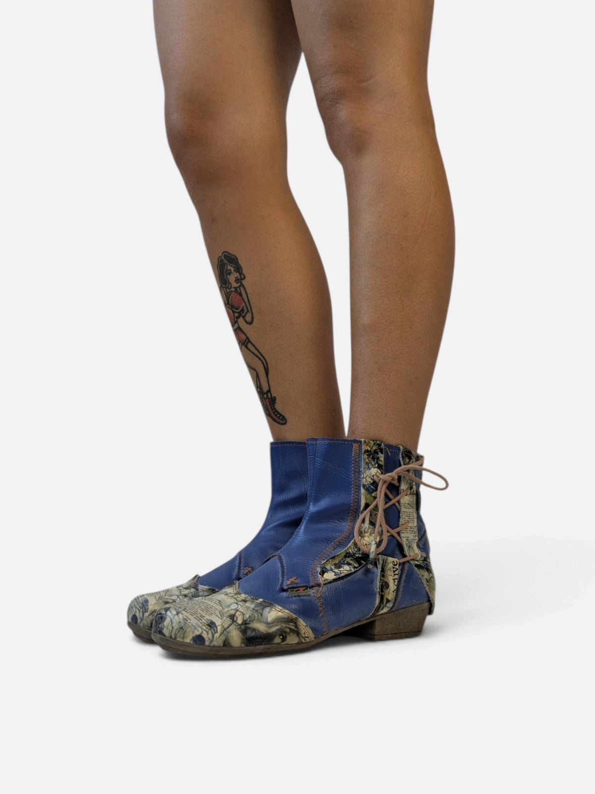 Patchwork newsprint ankle boots (2000s)