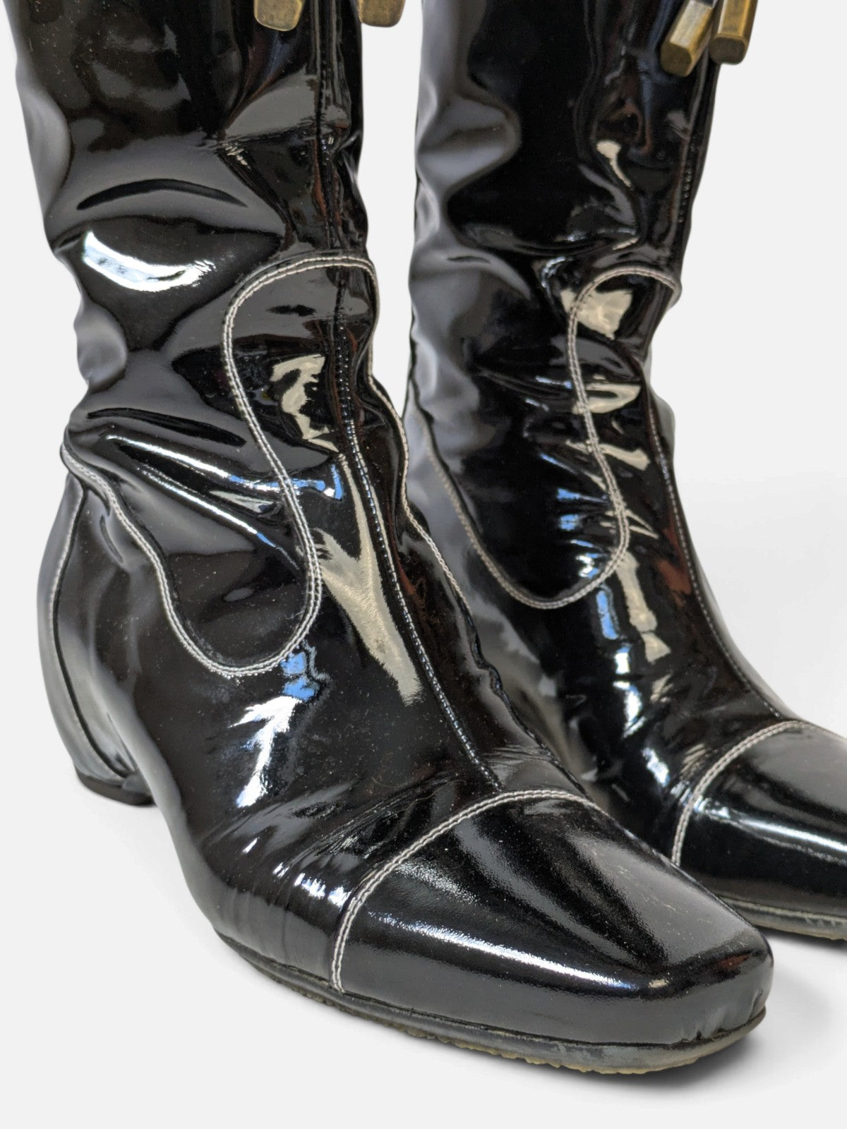Patent leather grommet lace-up boots (2000s)