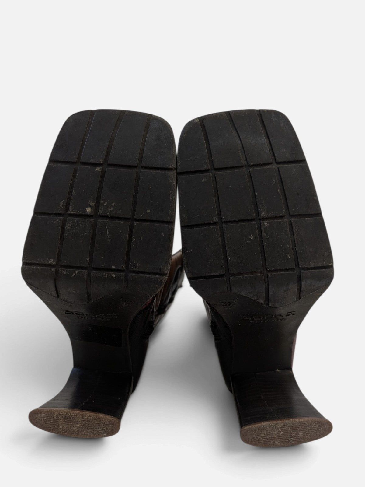 Rare Sonax patchwork platform knee-high boots (90s)