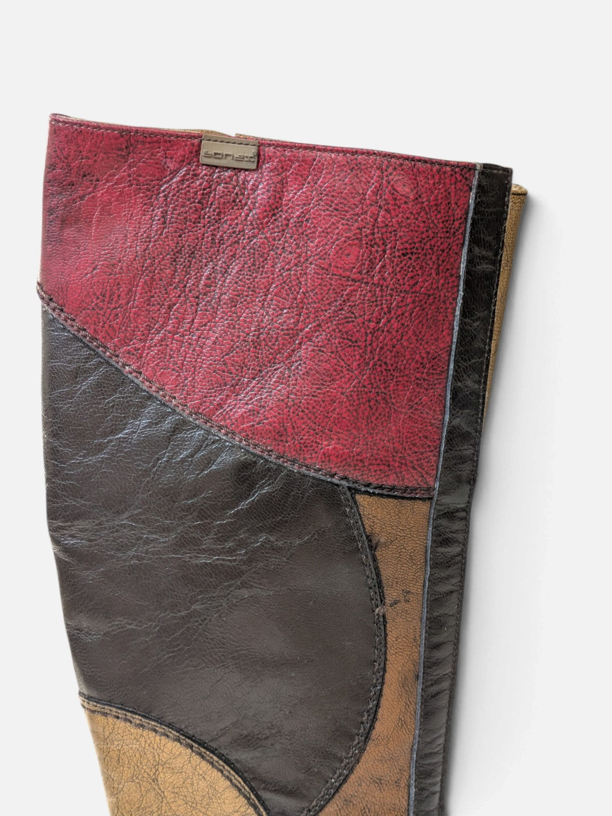 Rare Sonax patchwork platform knee-high boots (90s)