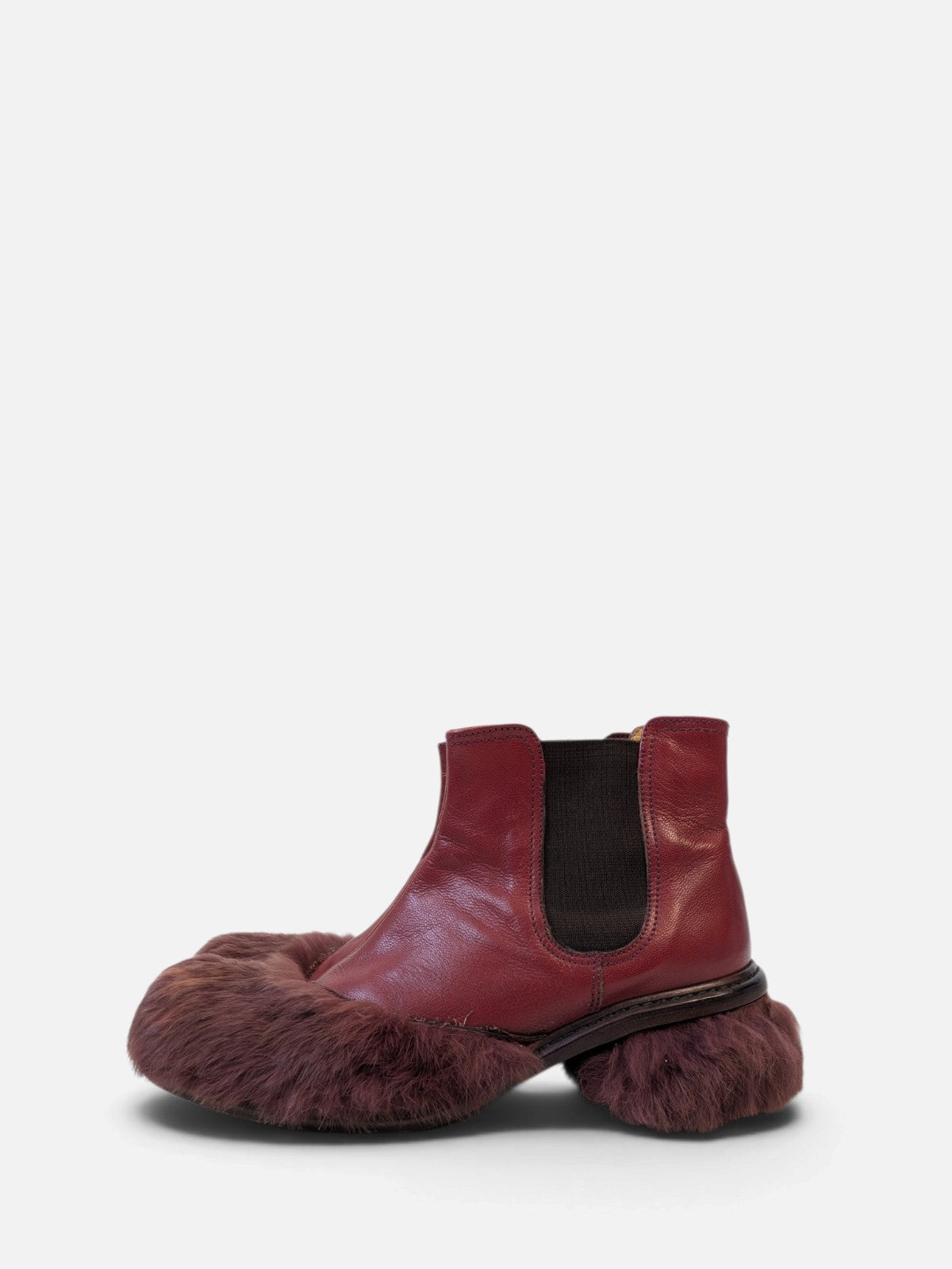 Customised fur-trimmed Chelsea boots (2000s)