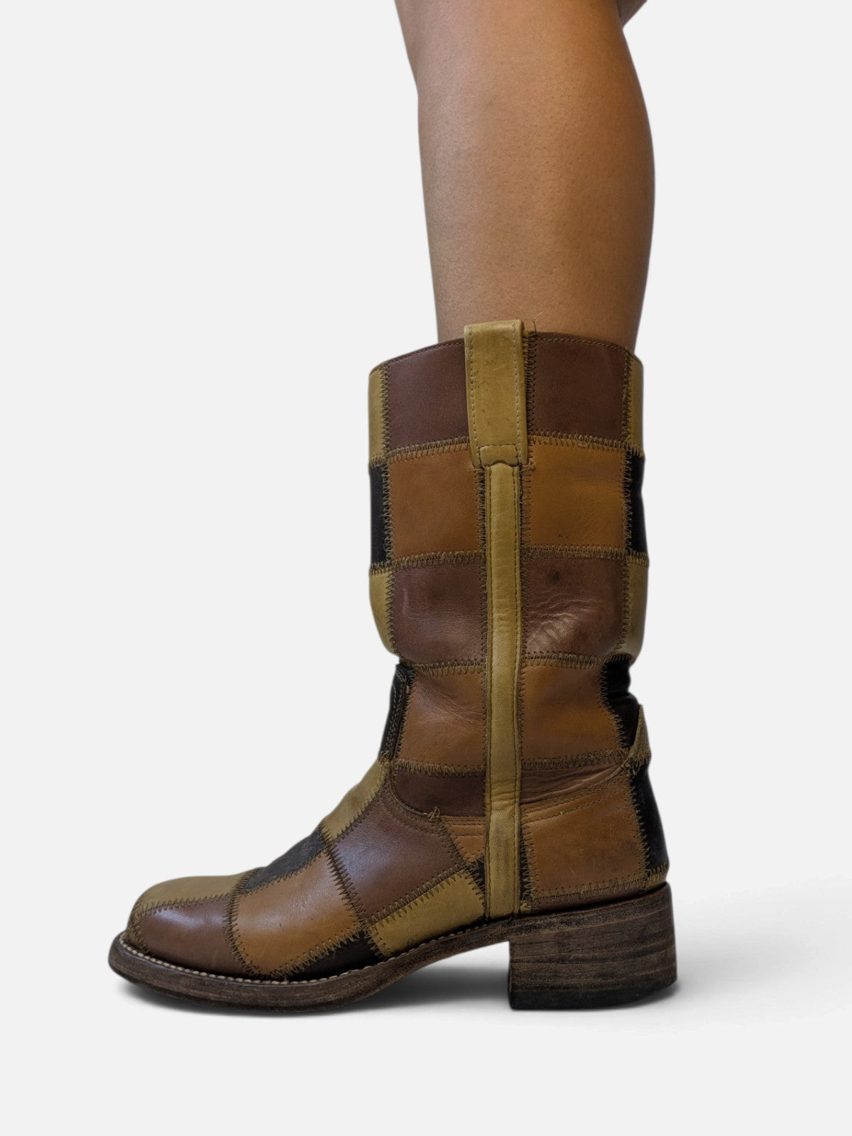 Checkered patchwork boots by Sendra for Dr. Adams (90s)