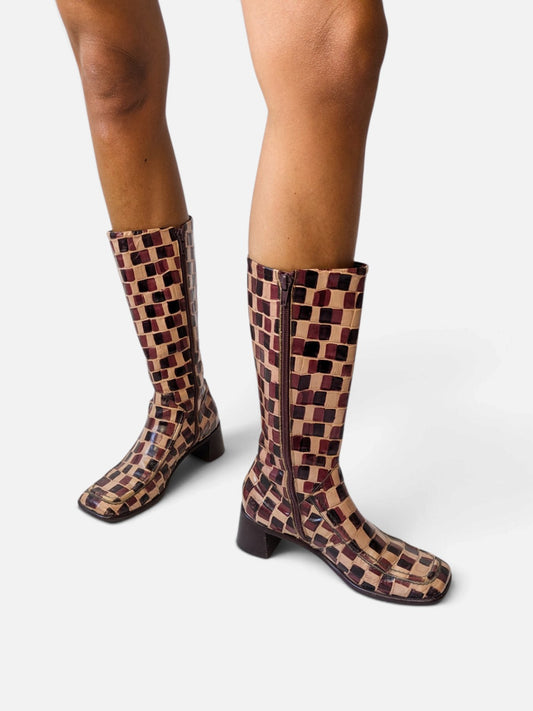 Anna Sui checkered leather boots (90s)
