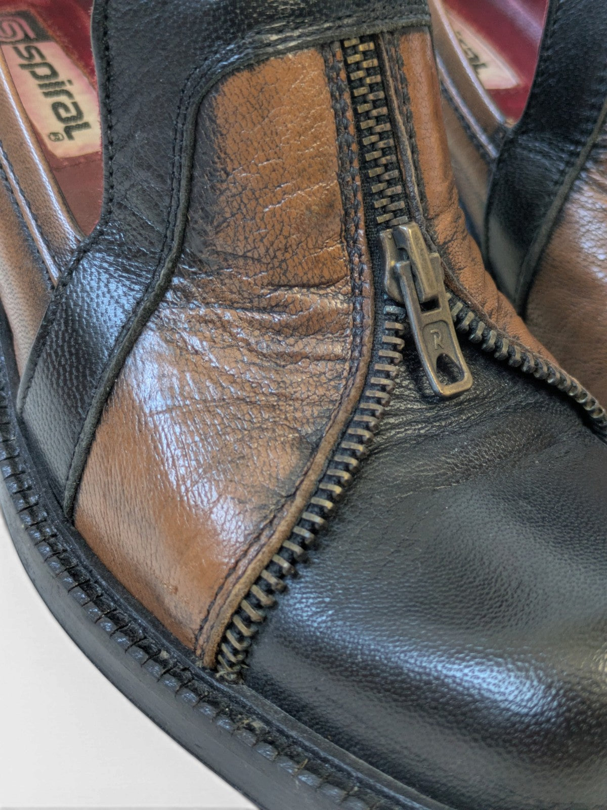 Spiral patchwork heel loafers (90s)
