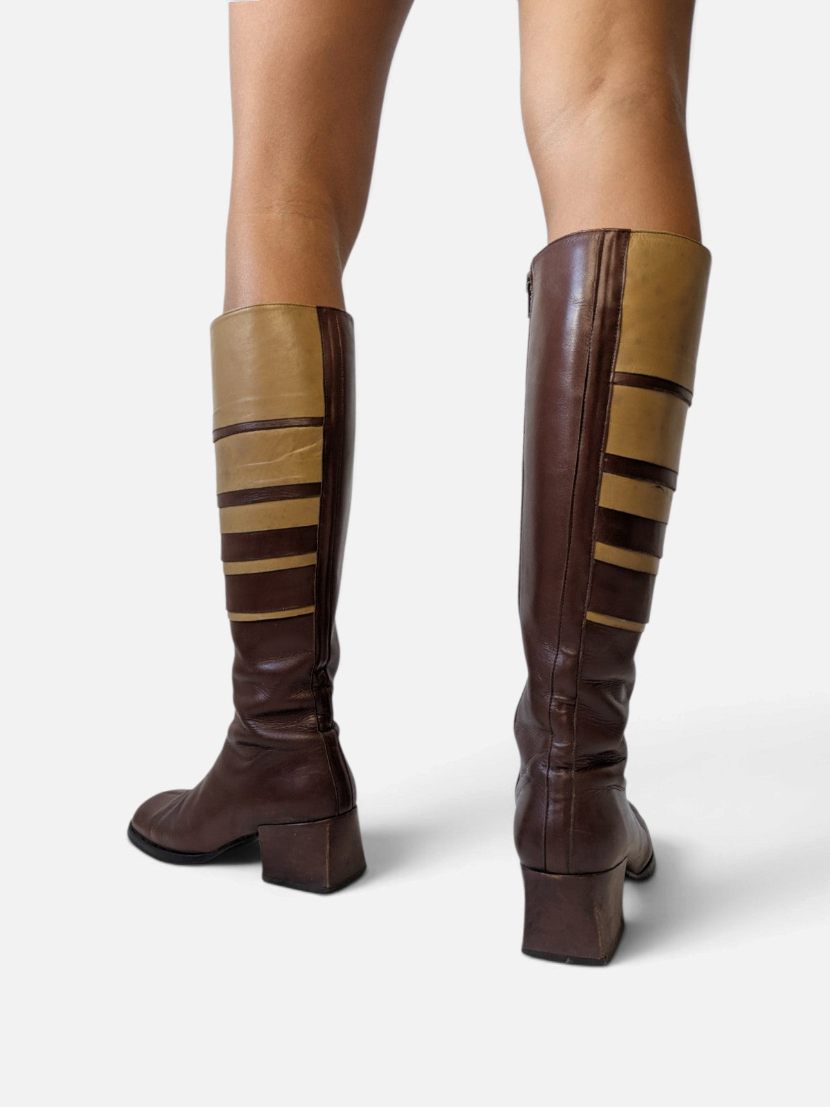 Striped colour-block boots (80s)