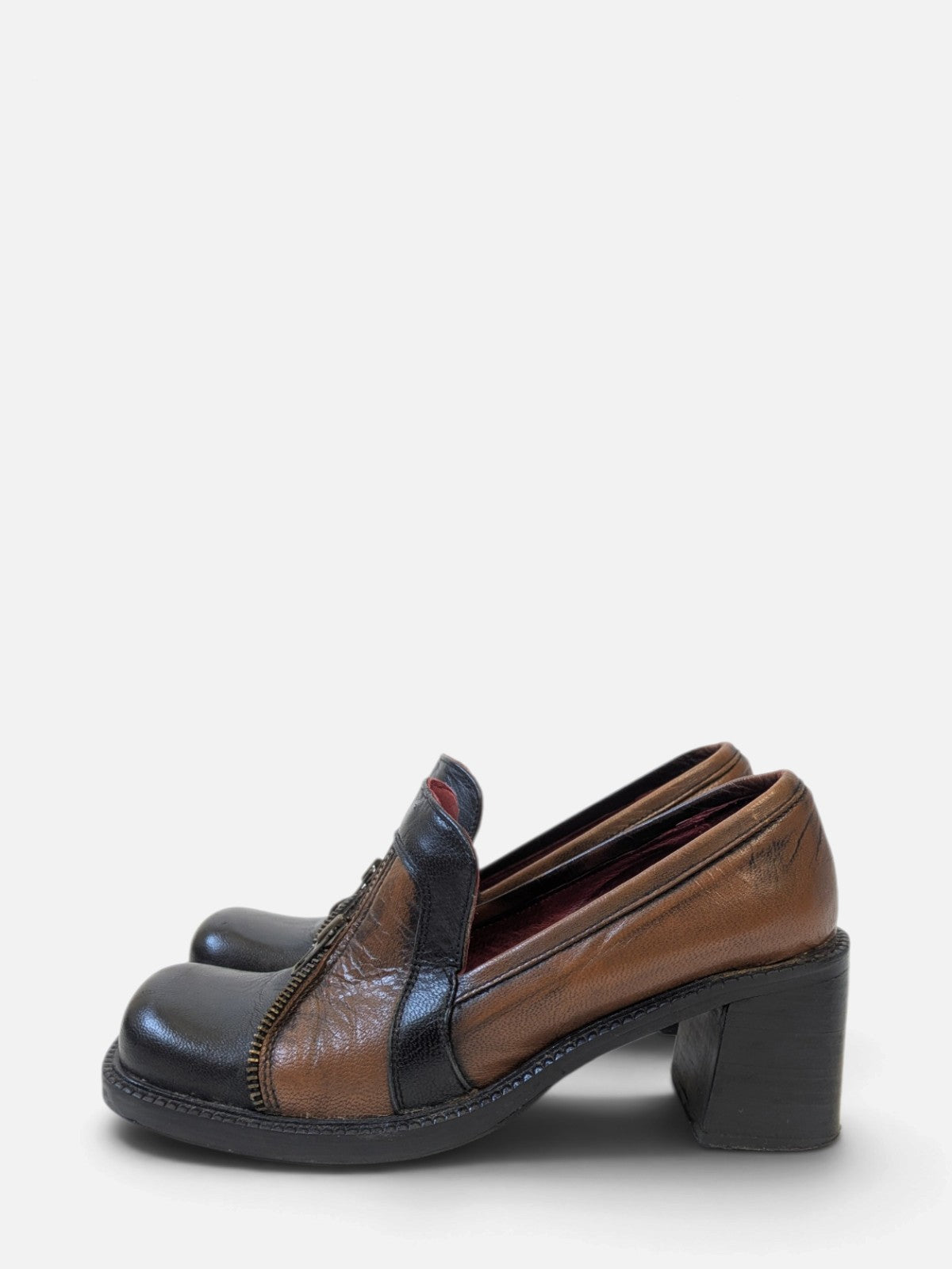 Spiral patchwork heel loafers (90s)