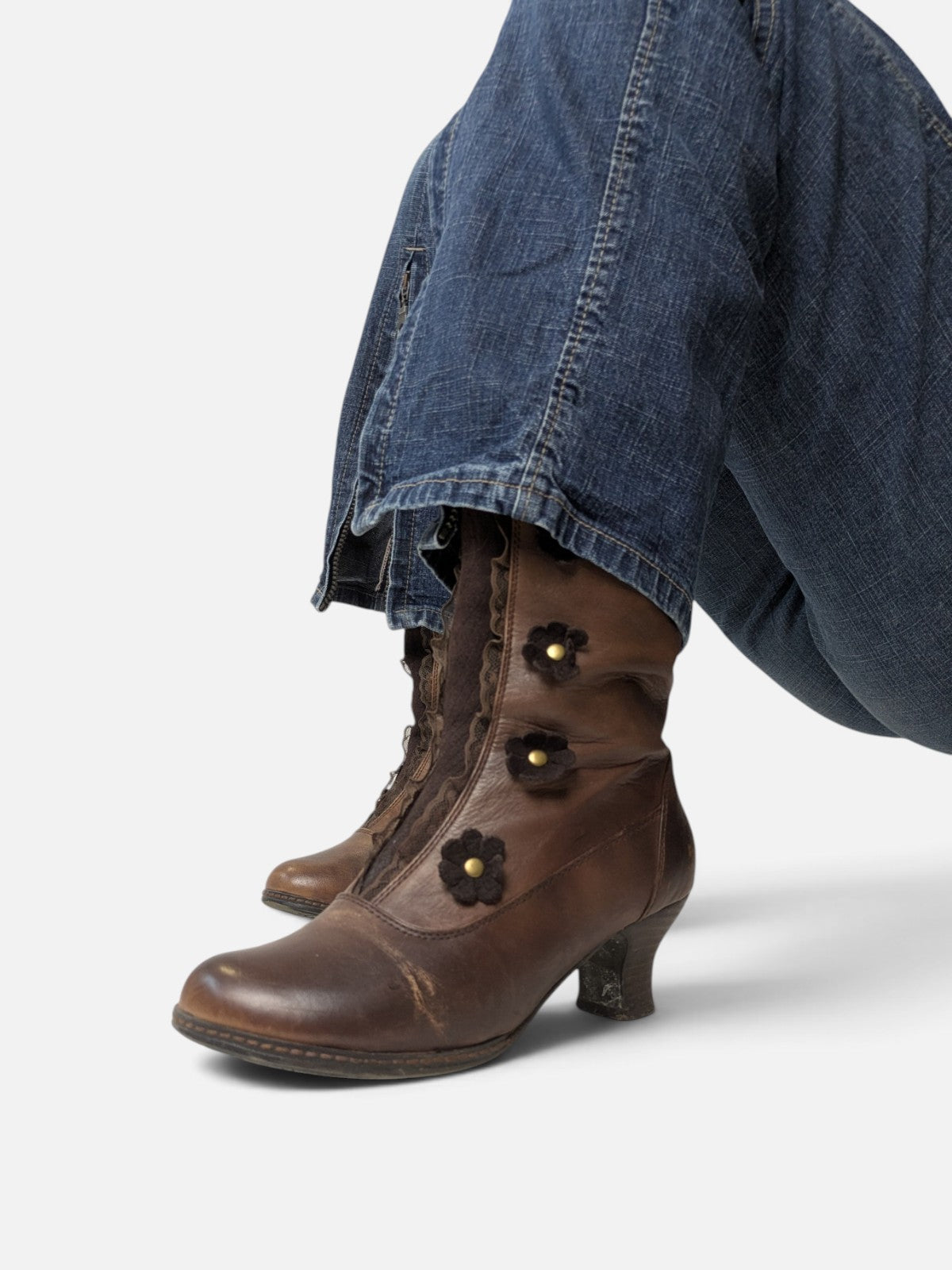 Victorian floral button high boots (2000s)