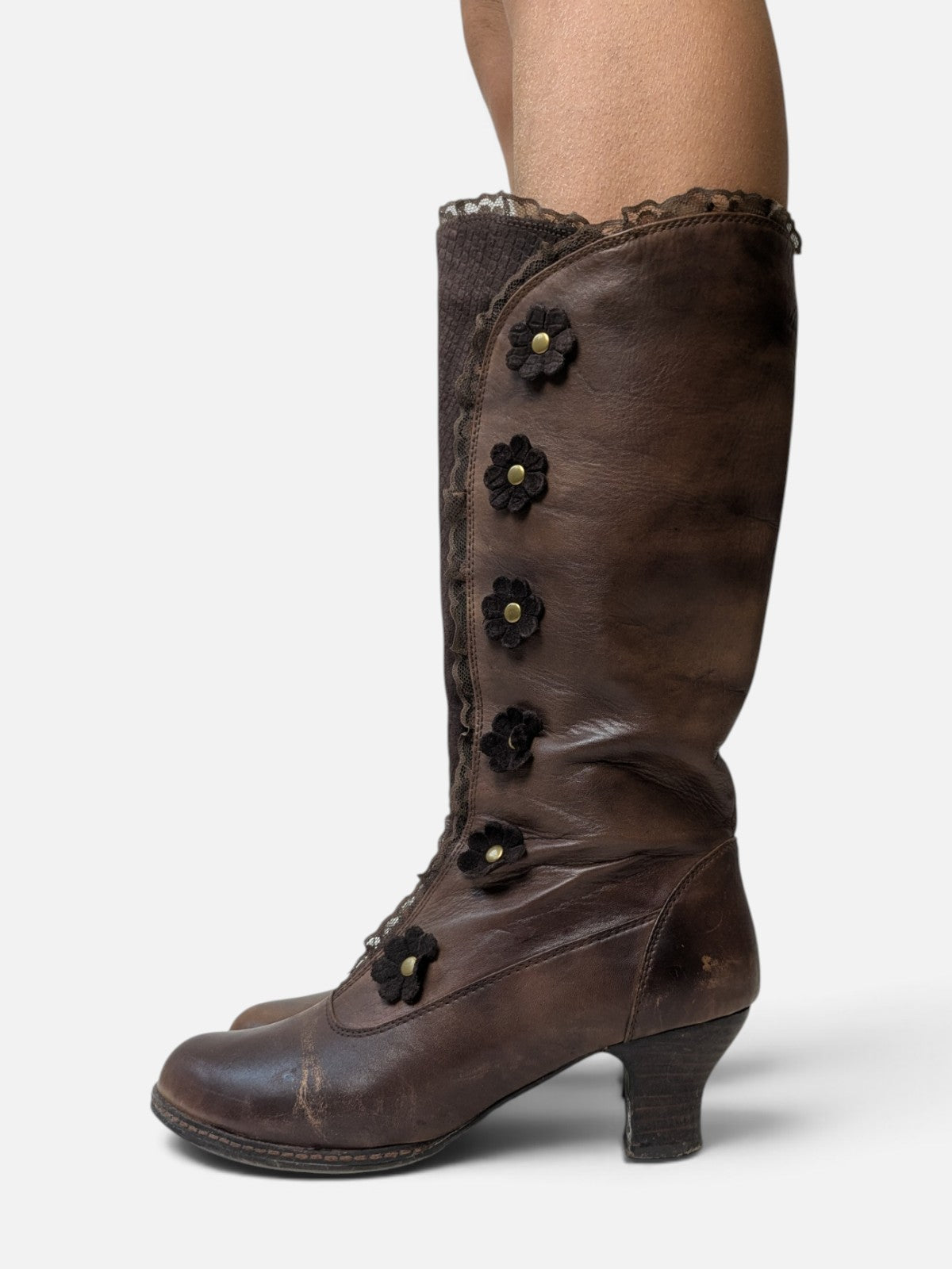 Victorian floral button high boots (2000s)