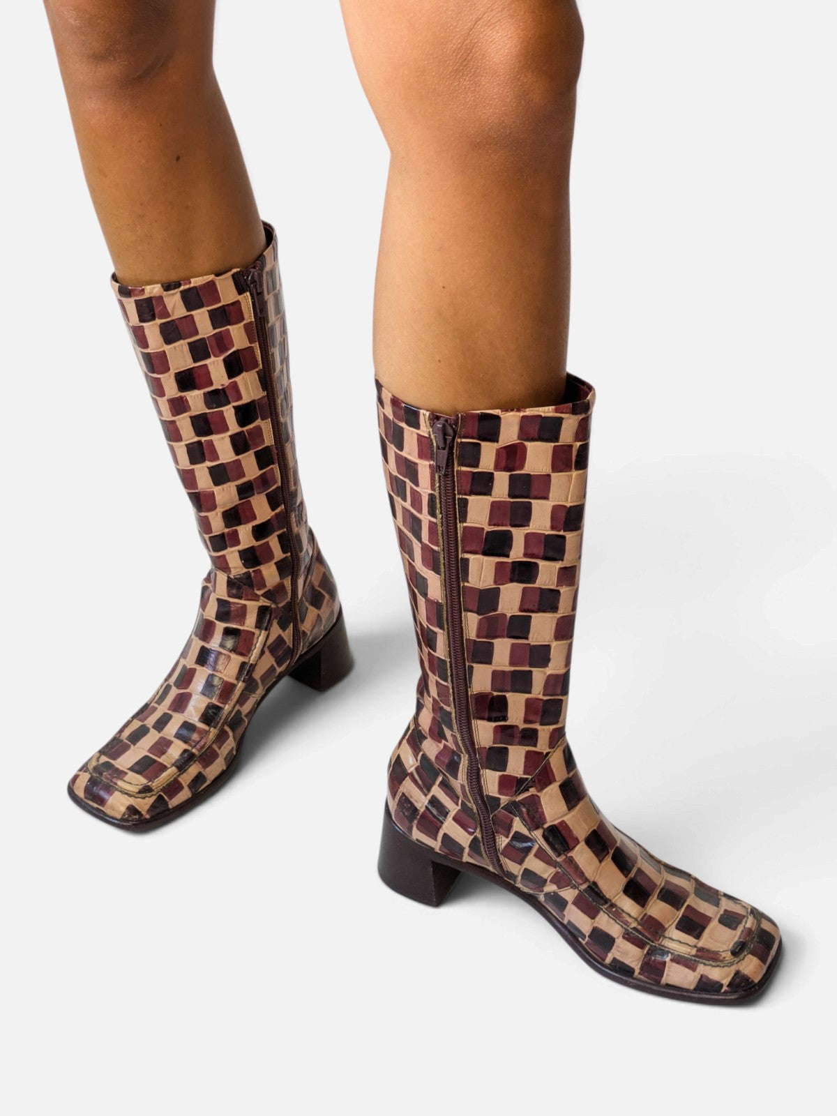 Anna Sui checkered leather boots (90s)
