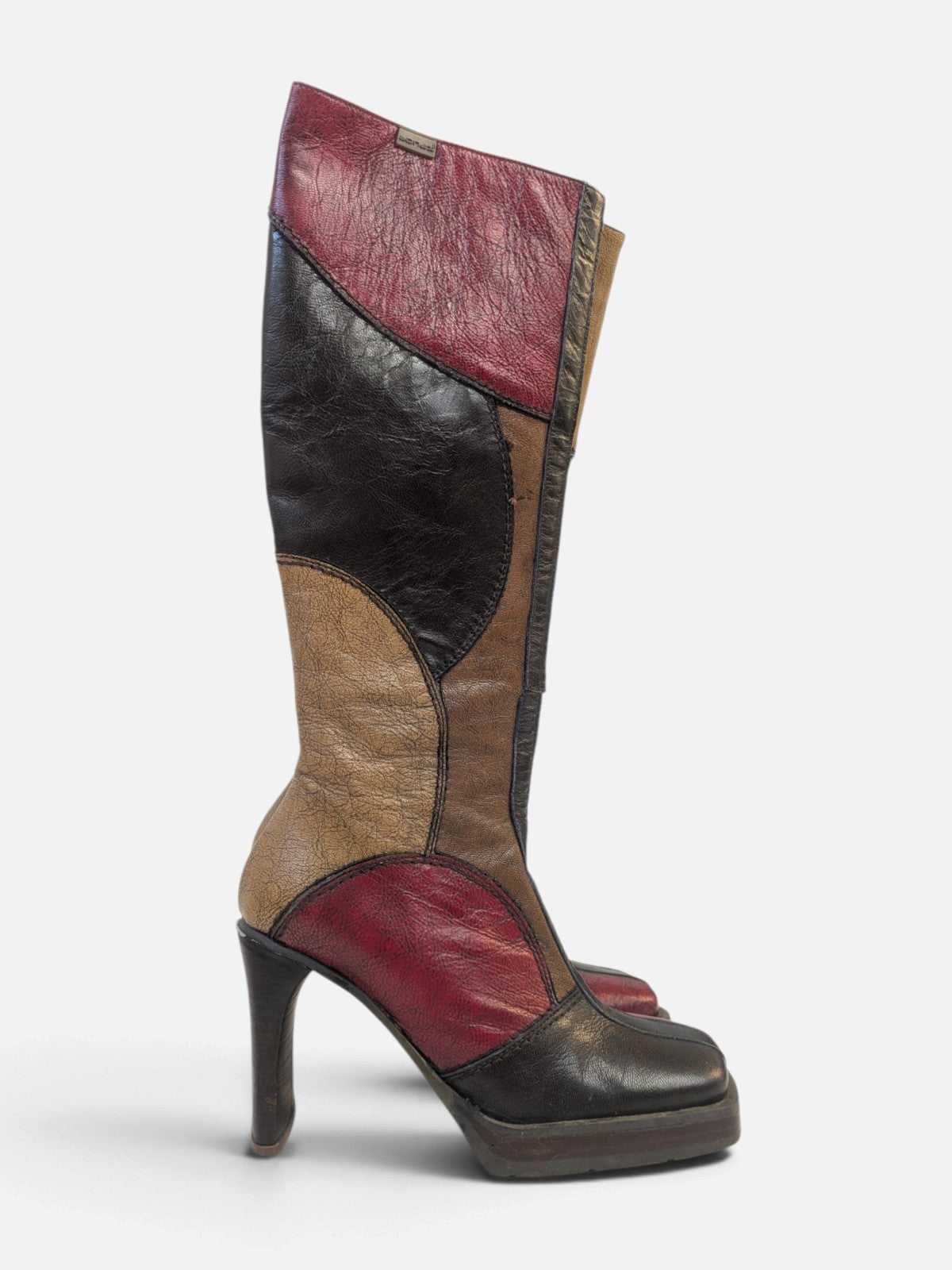 Rare Sonax patchwork platform knee-high boots (90s)