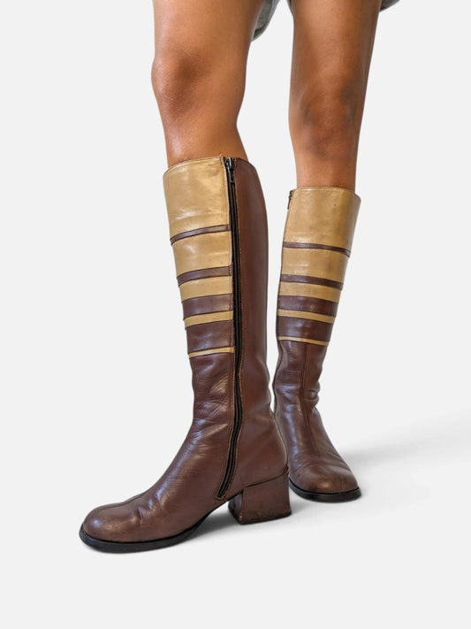 Striped colour-block boots (80s)