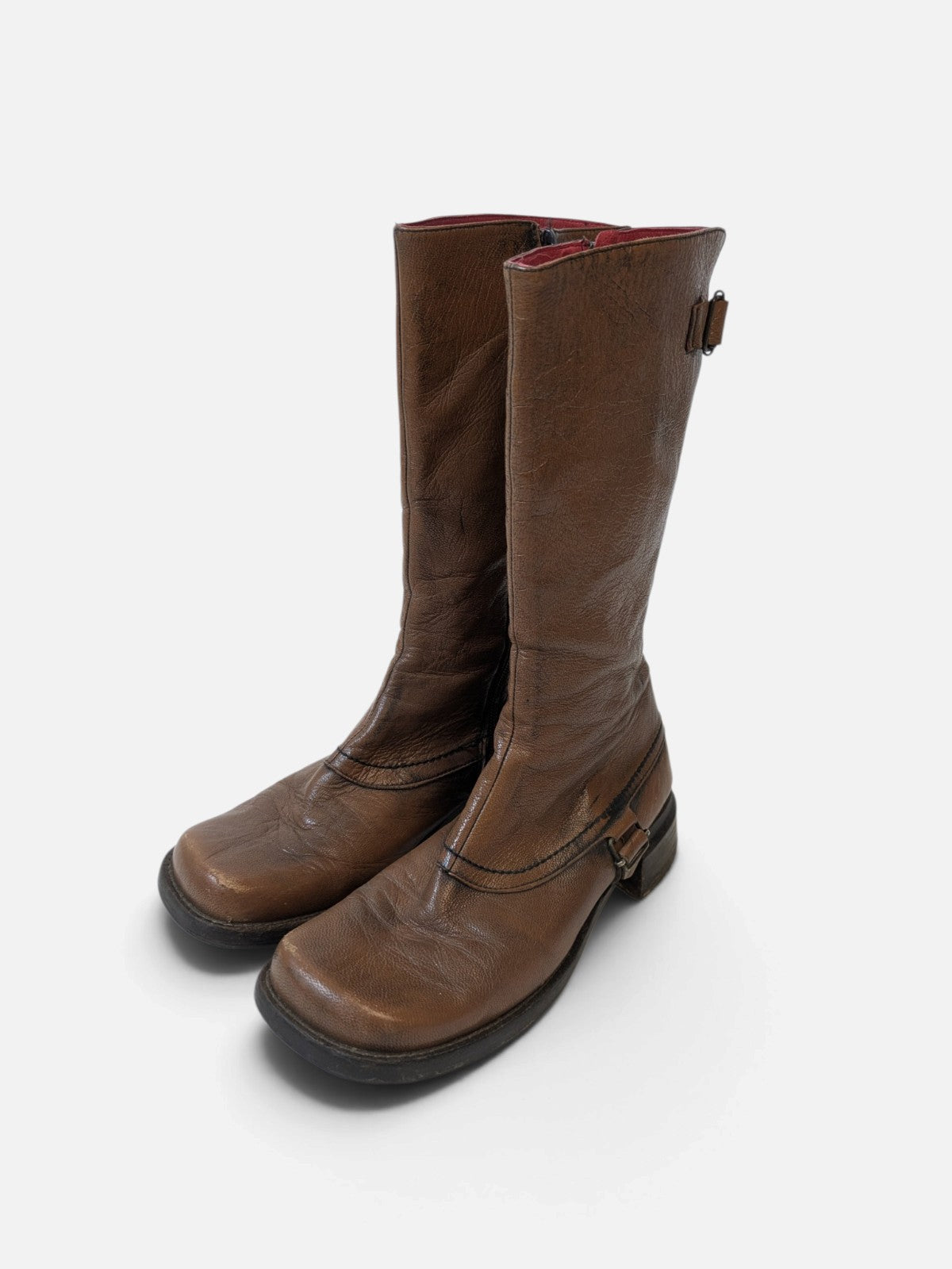 Spiral square-toe leather boots (2000s)