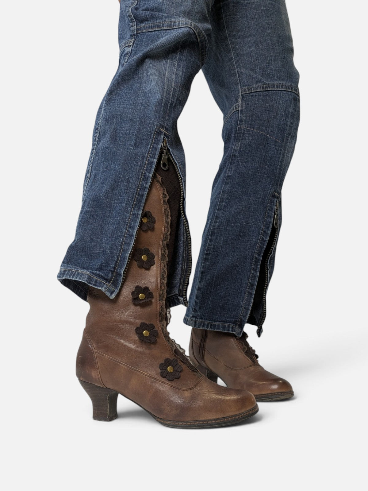 Victorian floral button high boots (2000s)