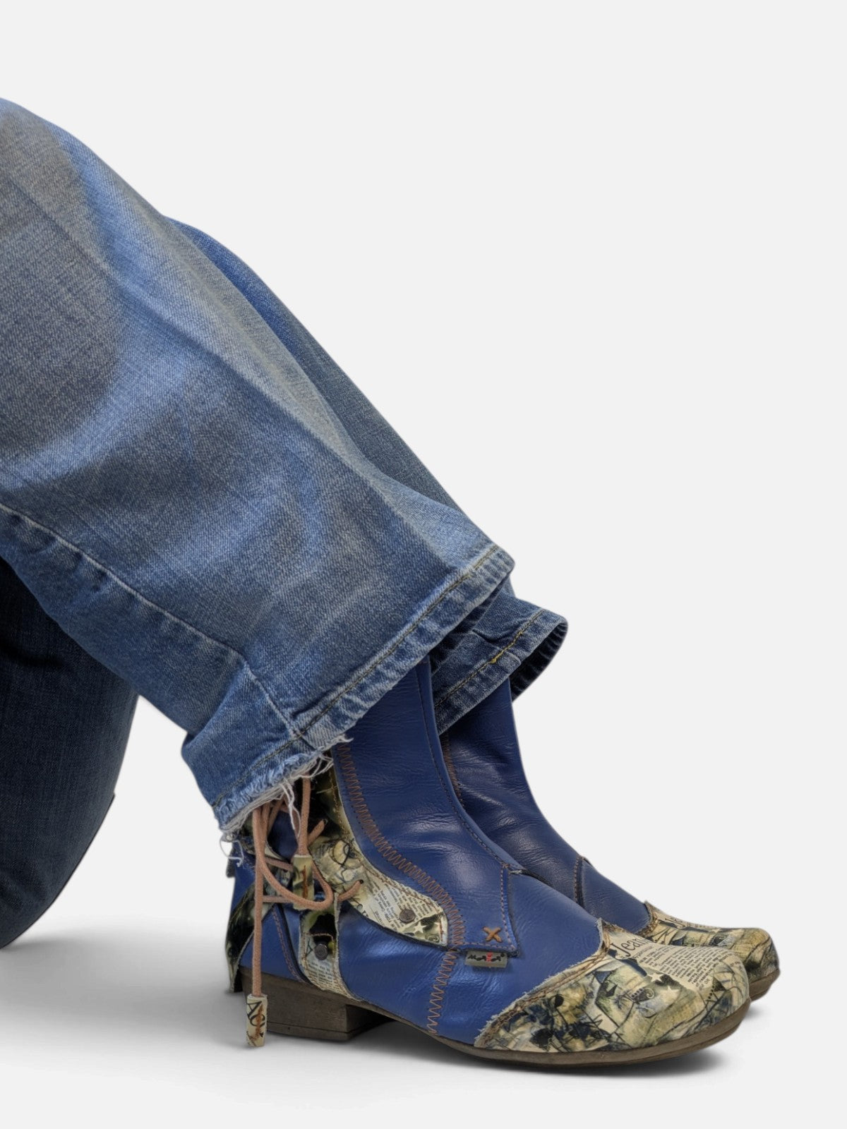 Patchwork newsprint ankle boots (2000s)