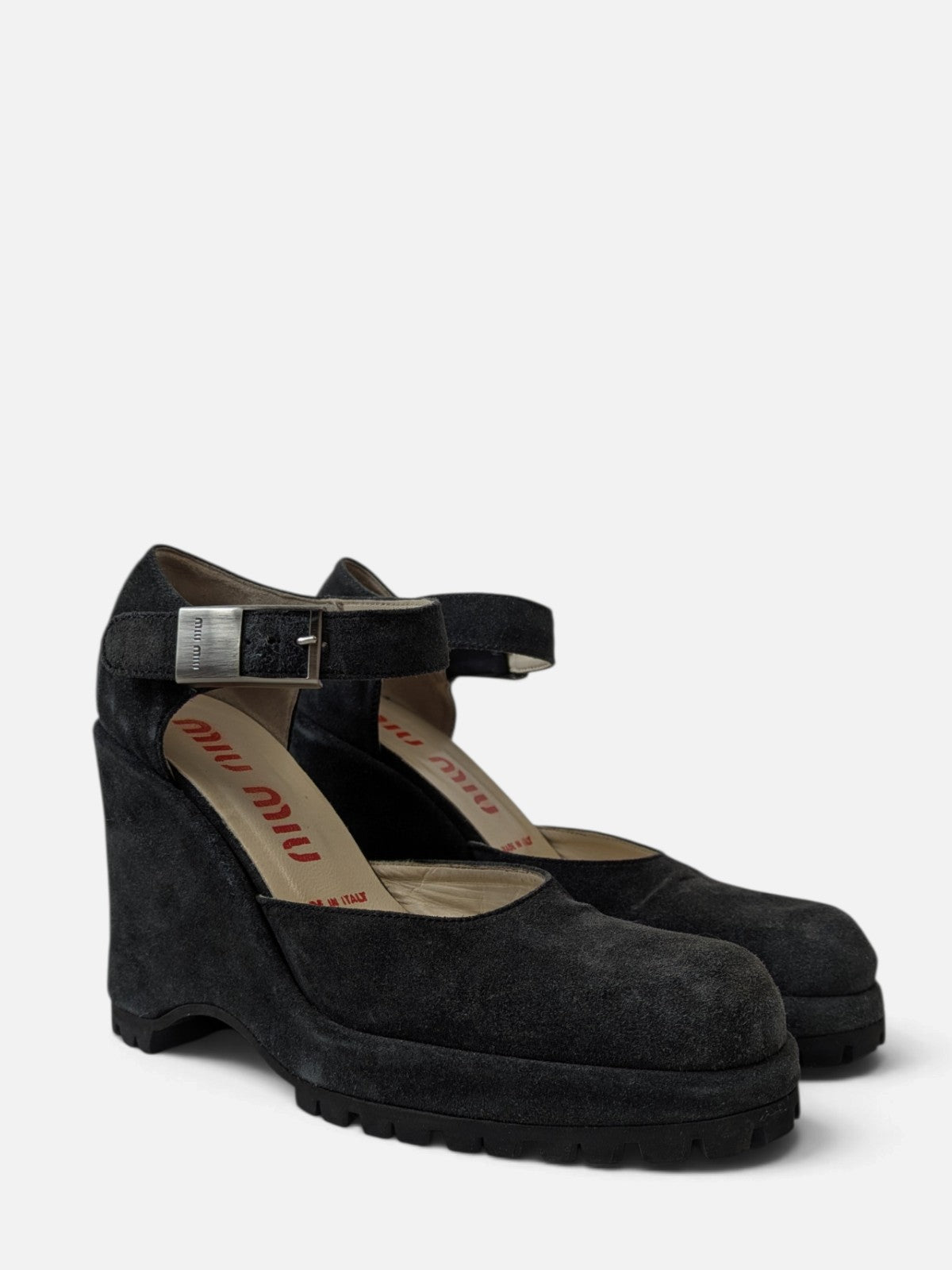 Miu Miu suede lug sole wedge Mary Janes (2000s)