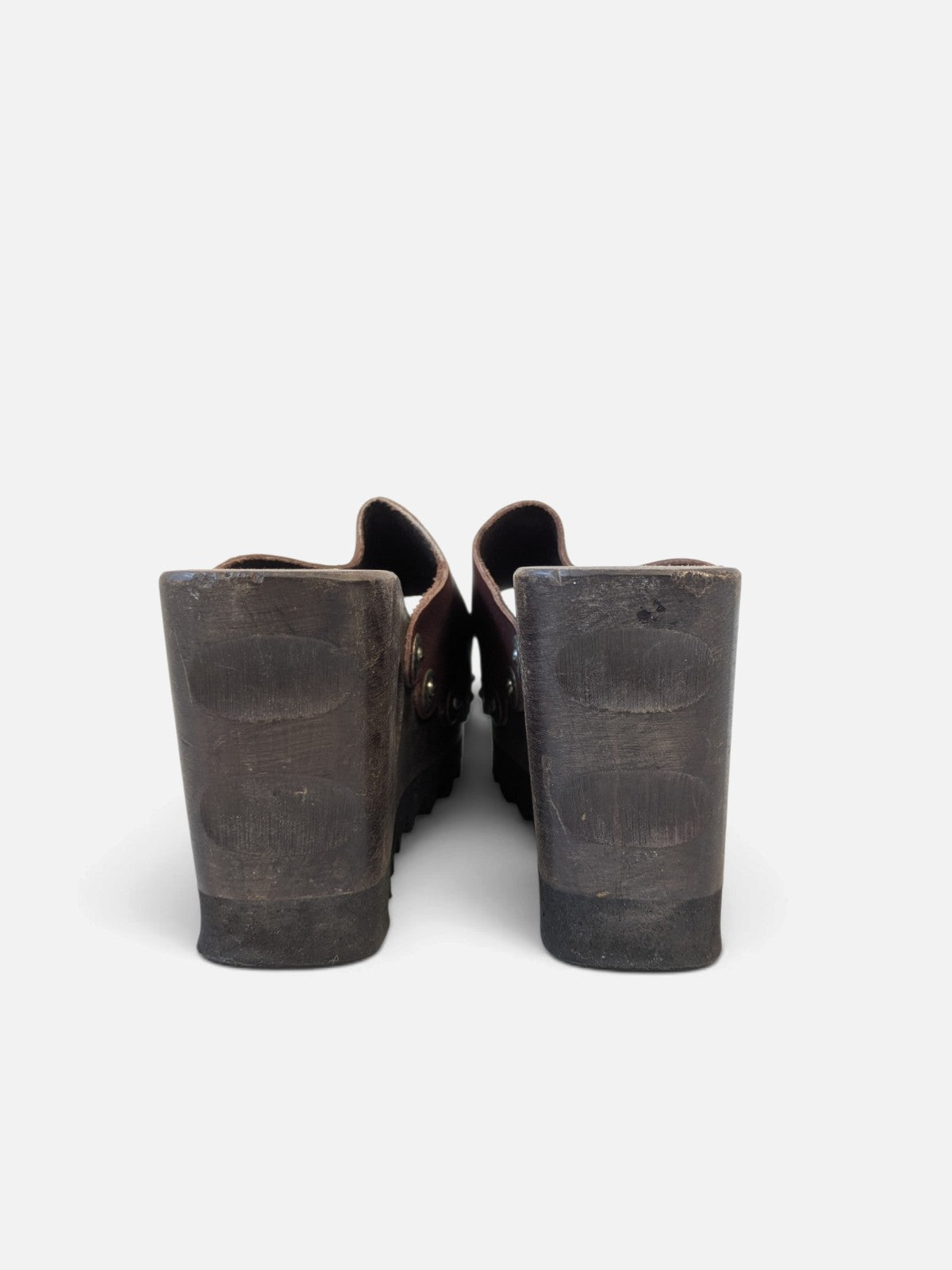 Rare sculptural wood platform sandals (90s)