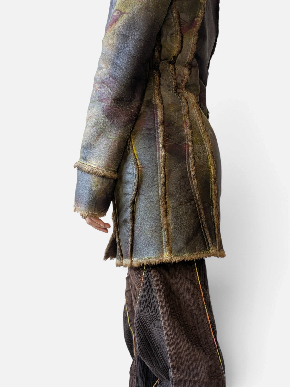 Custo Barcelona printed shearling coat (2000s)