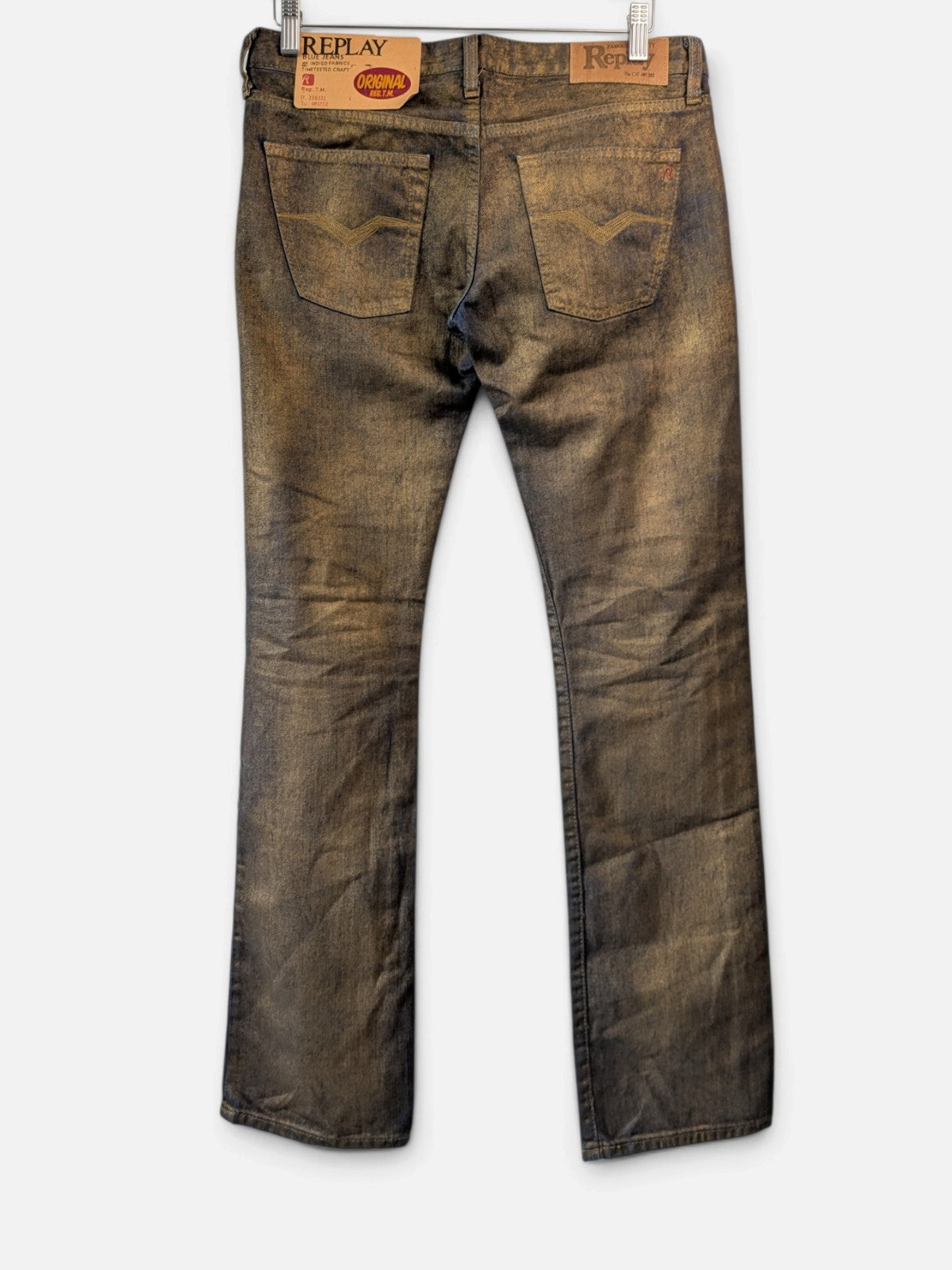 Replay coated gold denim bootcut jeans (2000s deadstock, new with tag)