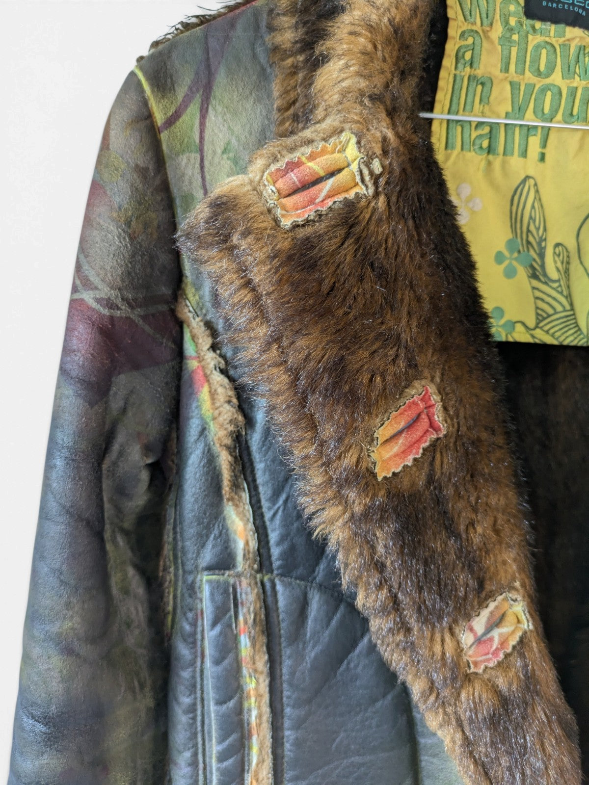 Custo Barcelona printed shearling coat (2000s)