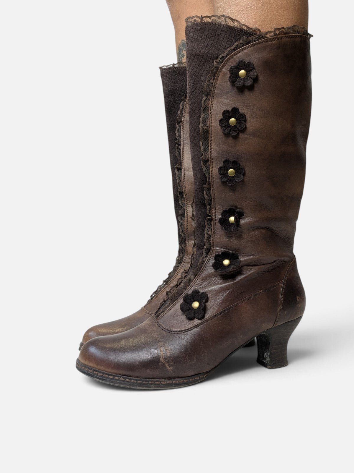 Victorian floral button high boots (2000s)