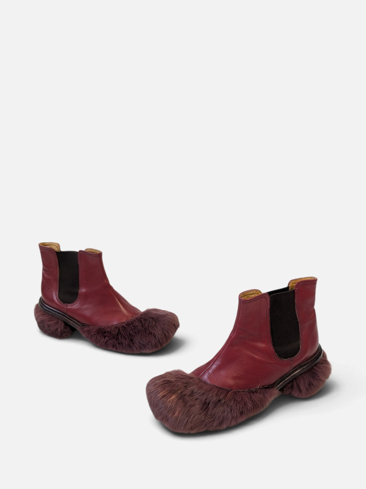 Customised fur-trimmed Chelsea boots (2000s)