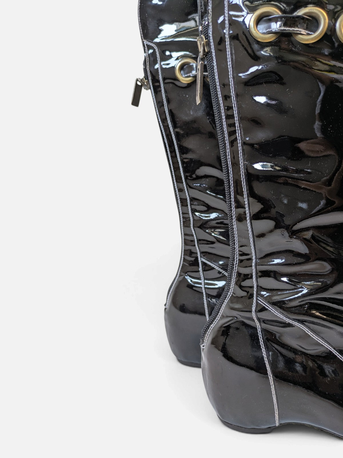 Patent leather grommet lace-up boots (2000s)