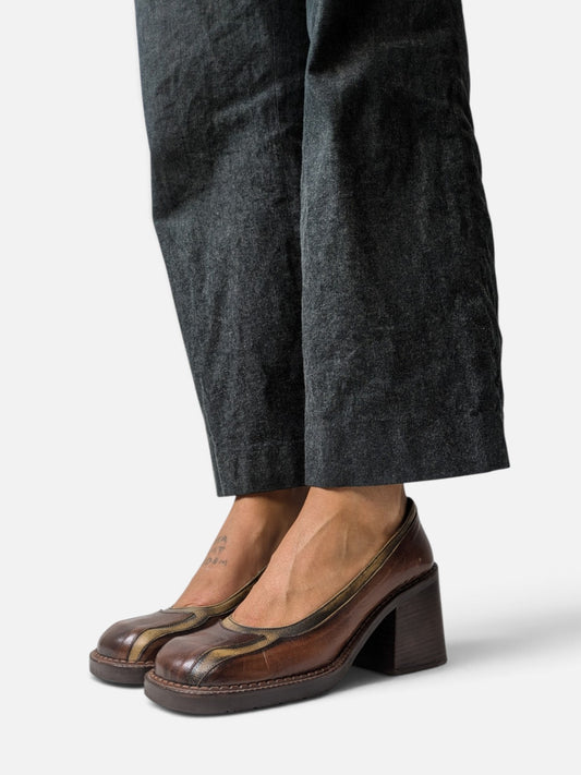 Two-tone block heel pumps (90s)