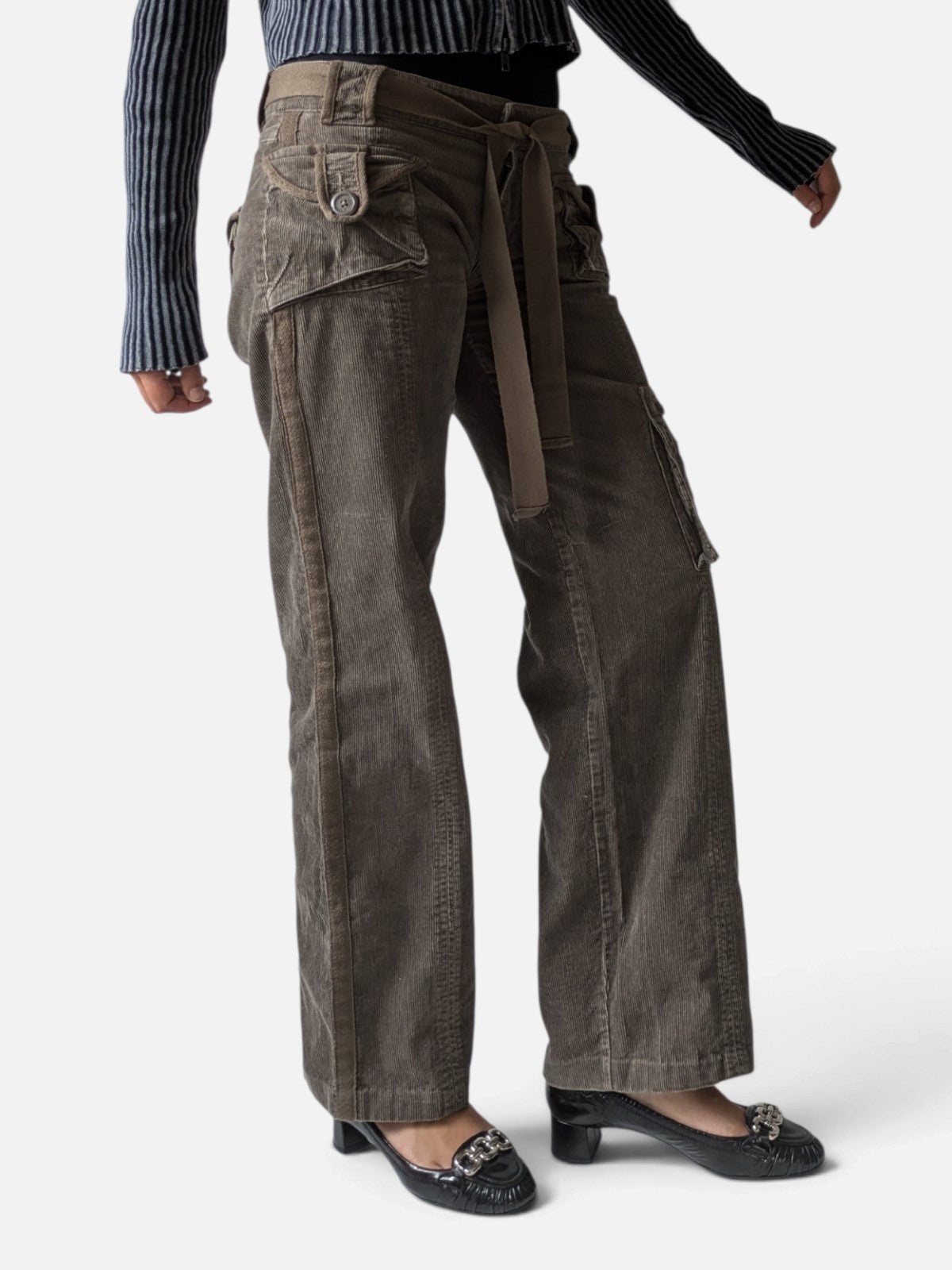 Low waist corduroy cargo trousers (2000s)