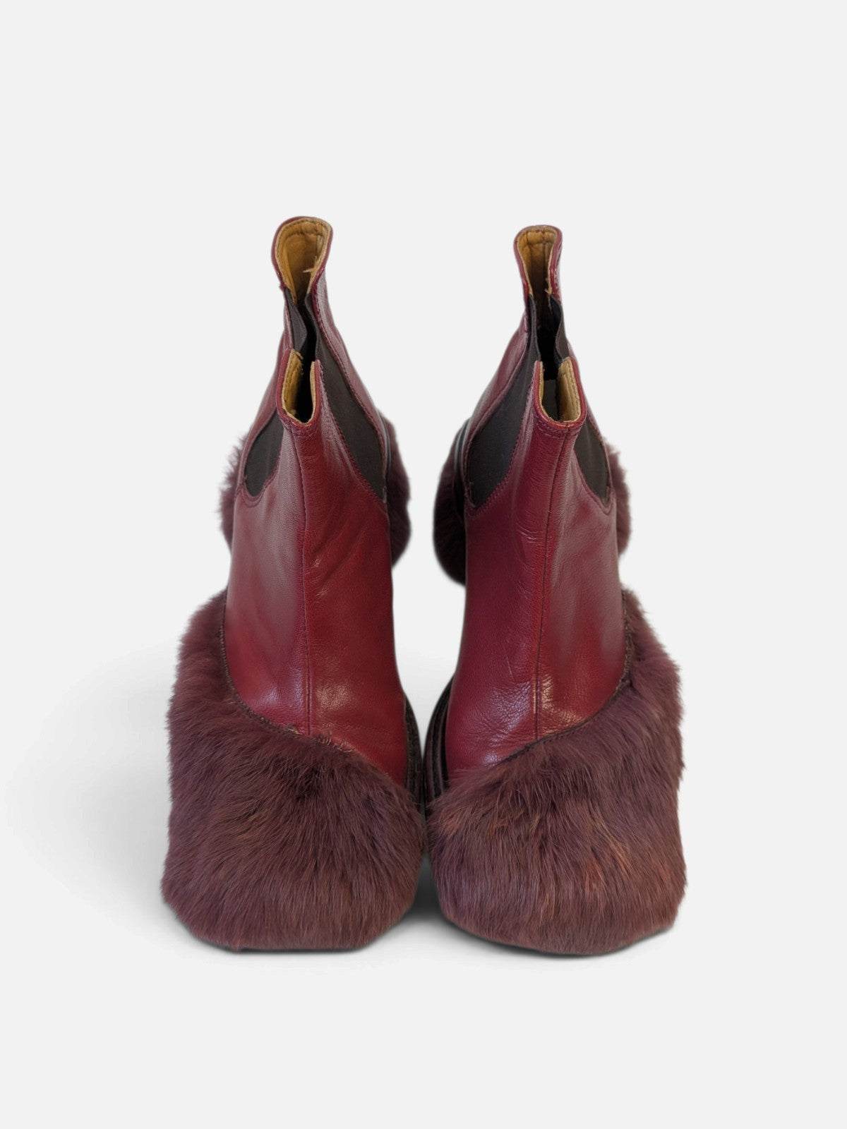 Customised fur-trimmed Chelsea boots (2000s)