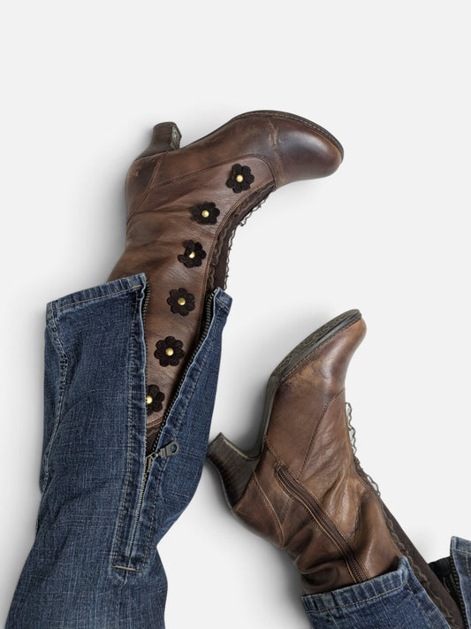 Victorian floral button high boots (2000s)