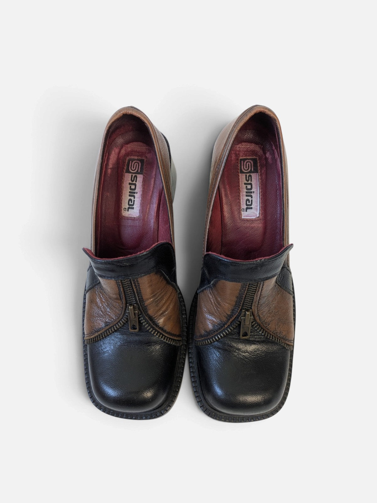 Spiral patchwork heel loafers (90s)